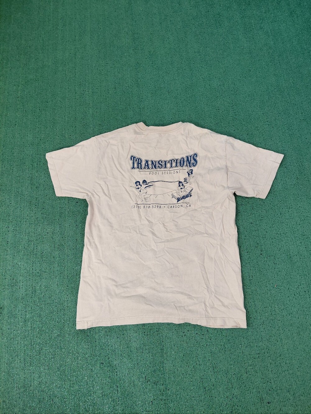 Vintage 2004 Transitions Pool Sessions California Promo Y2K Retro Beige T Shirt